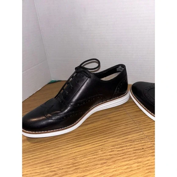 Cole Haan Black Leather Wingtip Oxford Dress Shoes - Picture 6 of 7